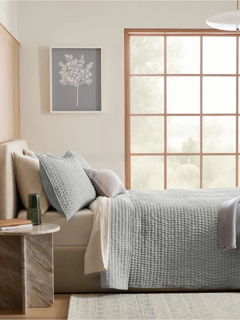 NWOT King/Cal King Linen and Organic Cotton Quilt (ONLY) in Mist - Retail $170